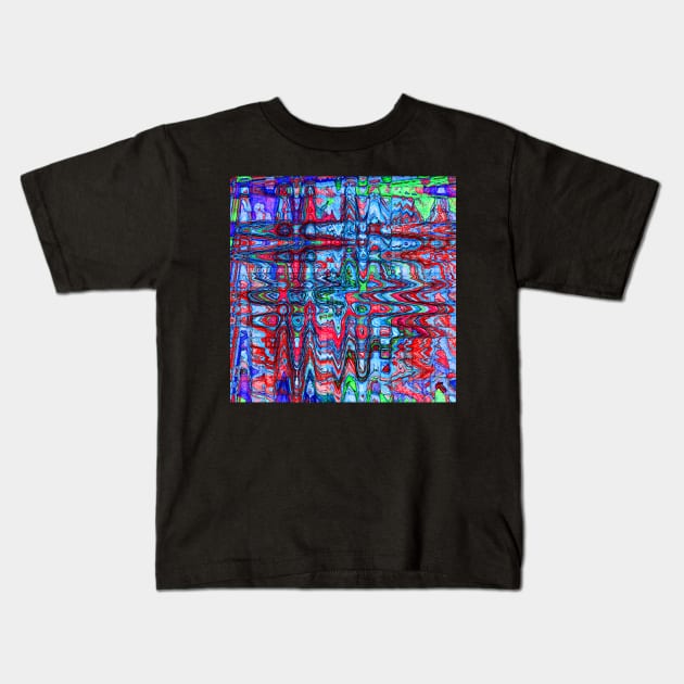 Pop Waves Modern Digital Abstract Kids T-Shirt by ninasilver